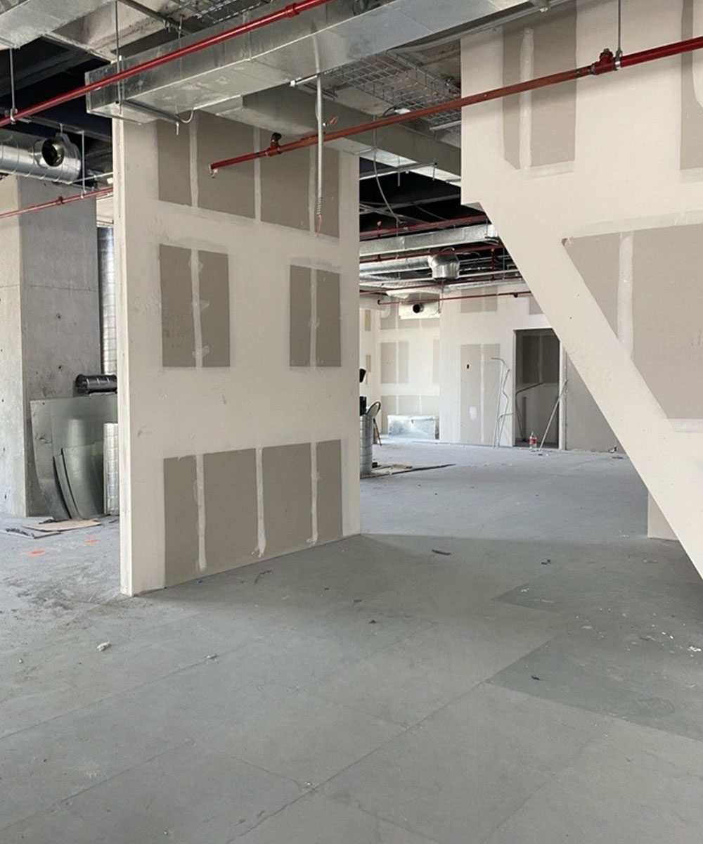 Commercial interior during fit out with new partitions