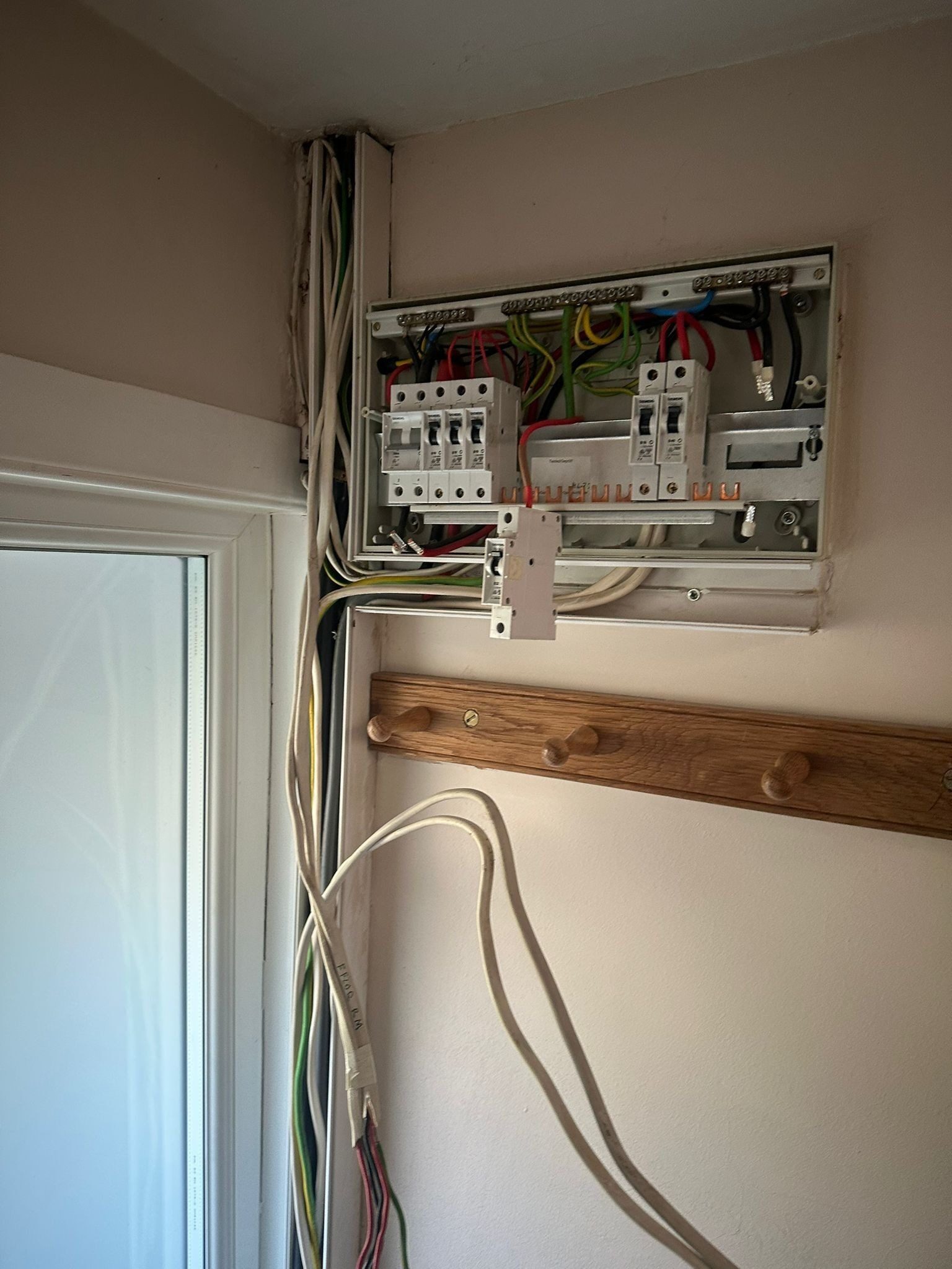 Consumer unit and wiring installed during electrical first fix