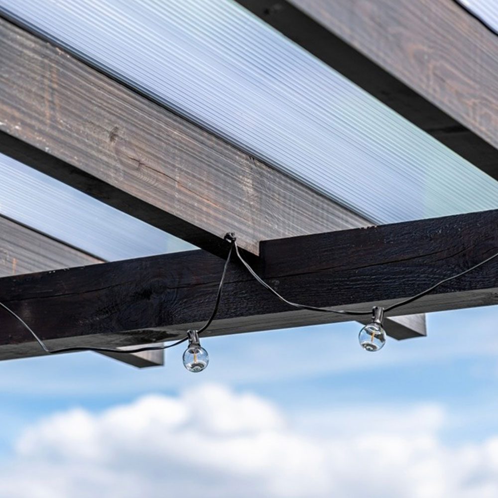 Glass roofed canopy viewed from underneath