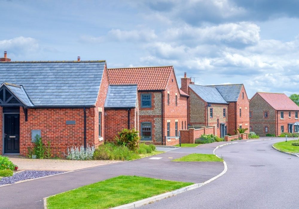 Newly completed houses on a residential development