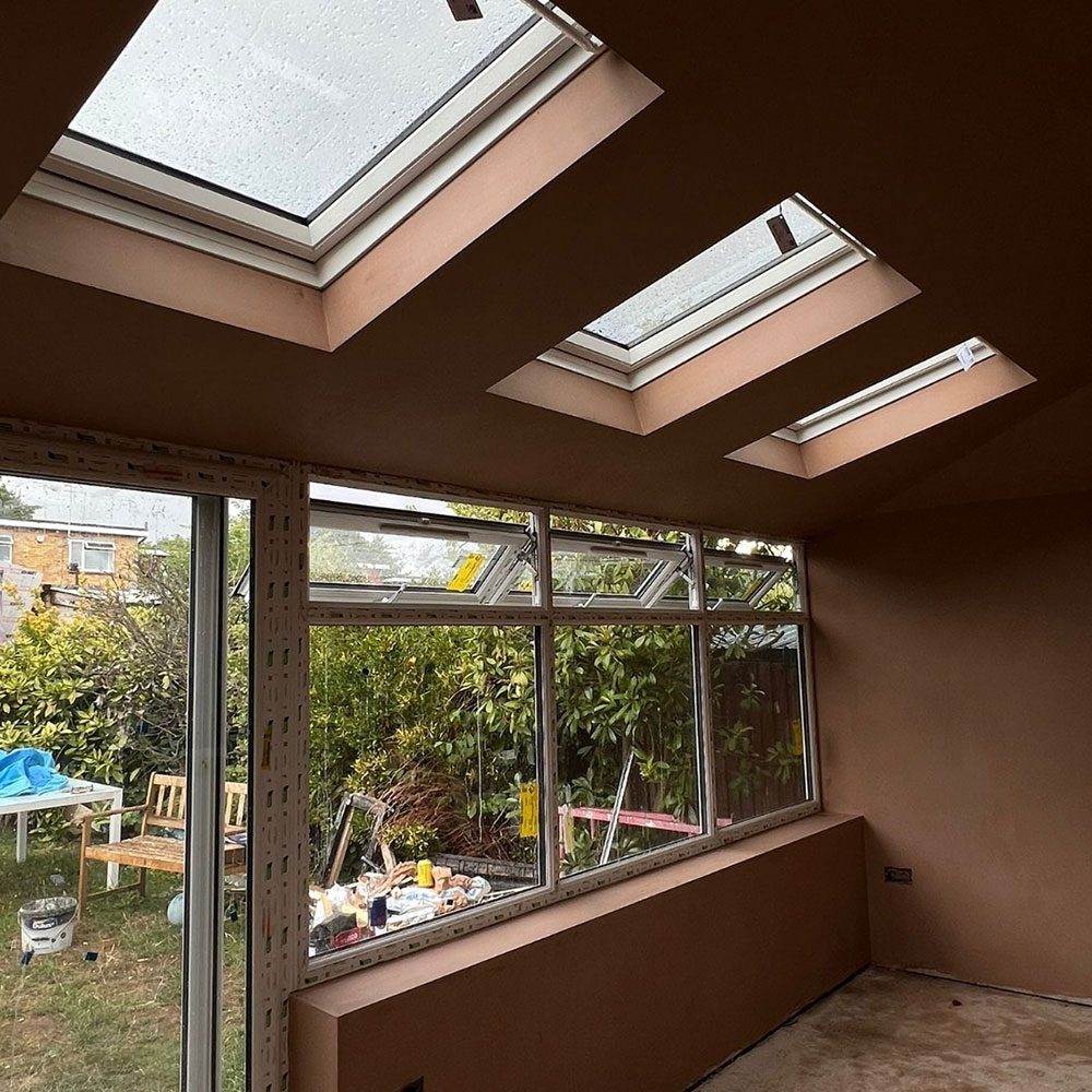 Rooflights set into a vaulted ceiling