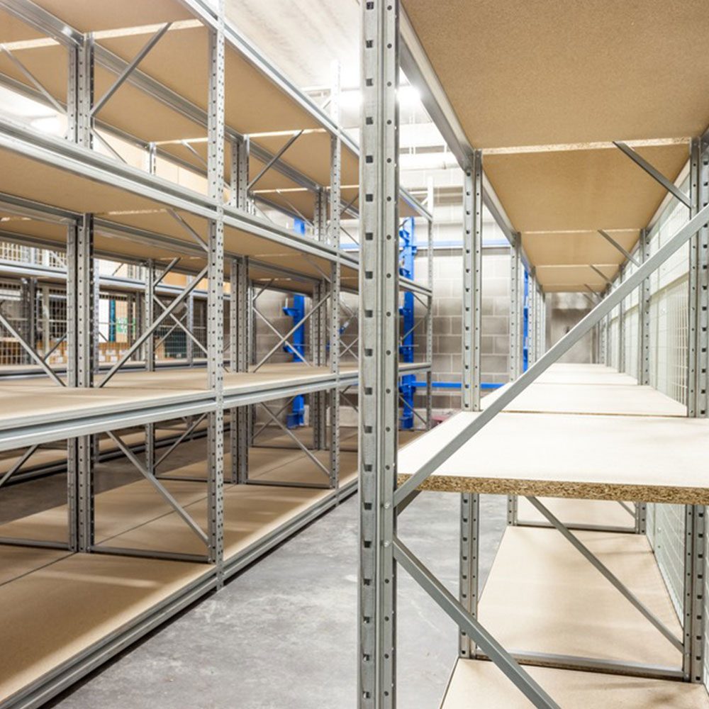 Warehouse interior with new racking and storage bays